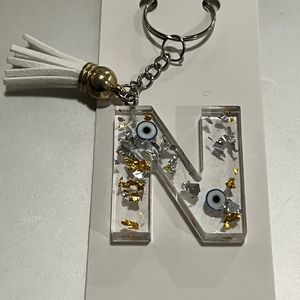 Evil eye resin letter keychain